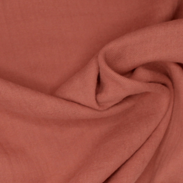 Double gaze de coton BIO unie corail clair