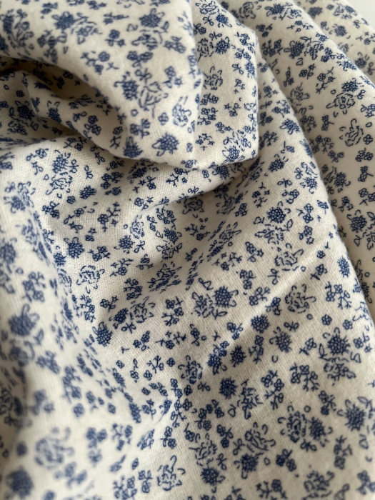 Eden - Coton gratté doux imprimé fleuri bleu Batikou - 2