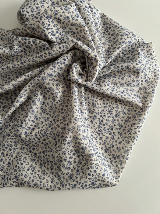 Eden - Coton gratté doux imprimé fleuri bleu Batikou - 3