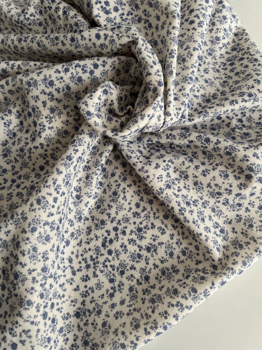 Eden - Coton gratté doux imprimé fleuri bleu Batikou - 4