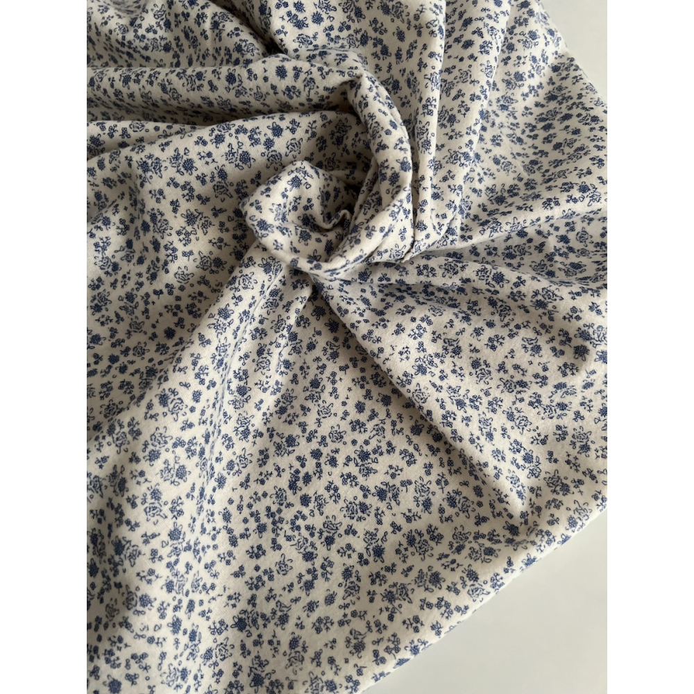 Eden - Coton gratté doux imprimé fleuri bleu Batikou - 4