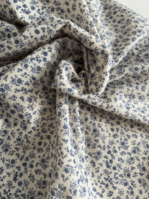 Eden - Coton gratté doux imprimé fleuri bleu Batikou - 5