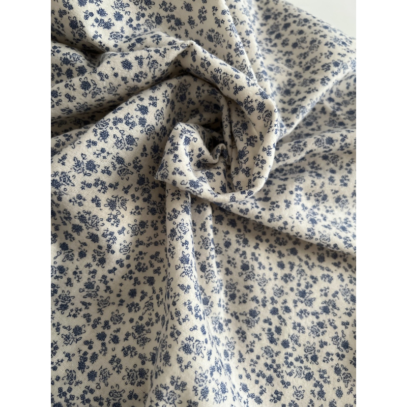 Eden - Coton gratté doux imprimé fleuri bleu Batikou - 5