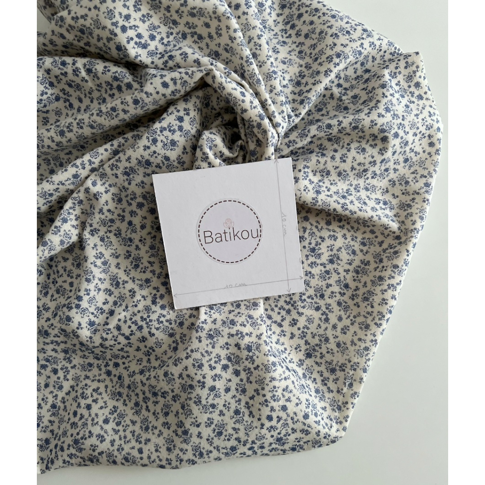 Eden - Coton gratté doux imprimé fleuri bleu Batikou - 6