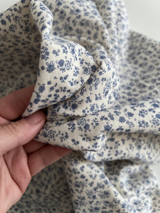 Eden - Coton gratté doux imprimé fleuri bleu Batikou - 7