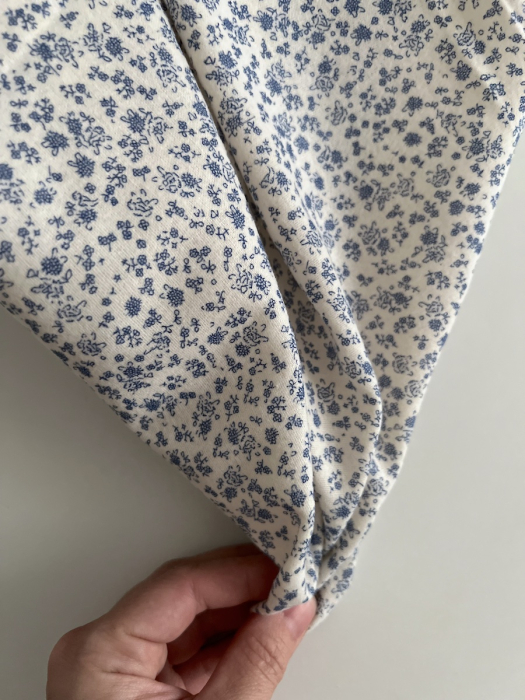 Eden - Coton gratté doux imprimé fleuri bleu Batikou - 8