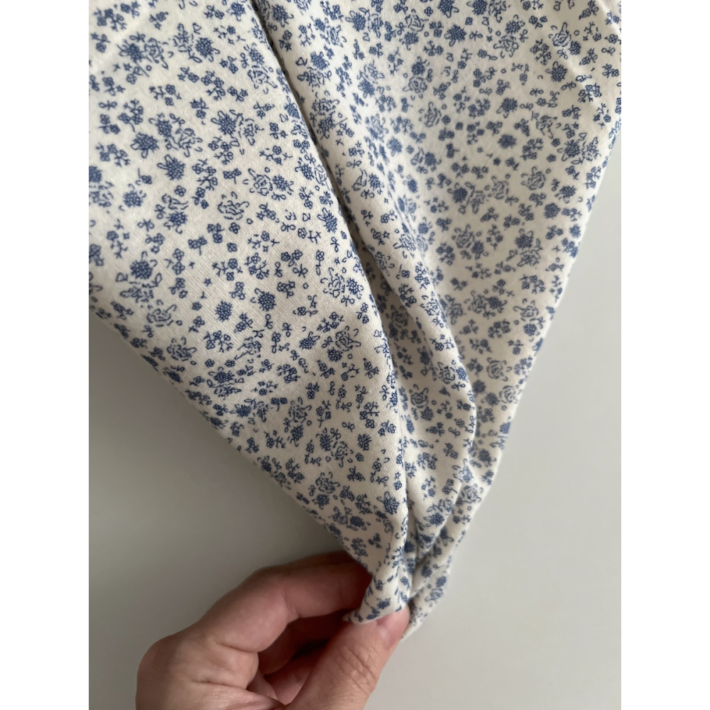 Eden - Coton gratté doux imprimé fleuri bleu Batikou - 8