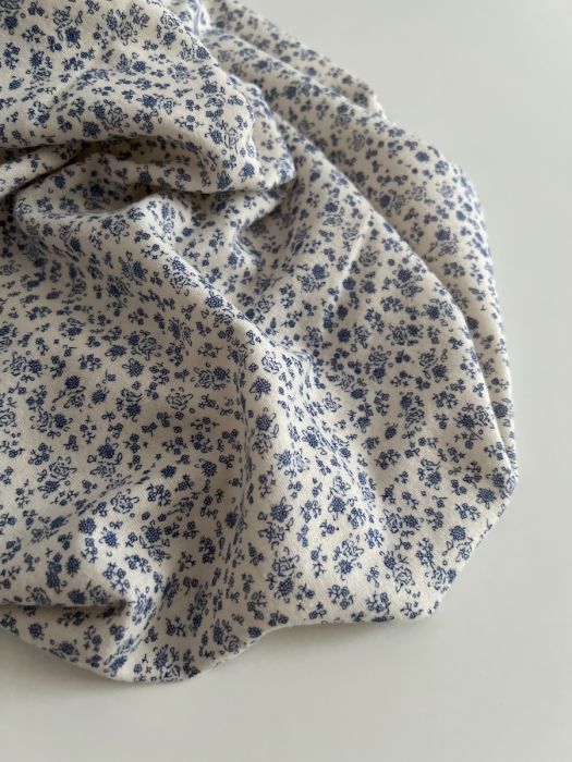 Eden - Coton gratté doux imprimé fleuri bleu Batikou - 9