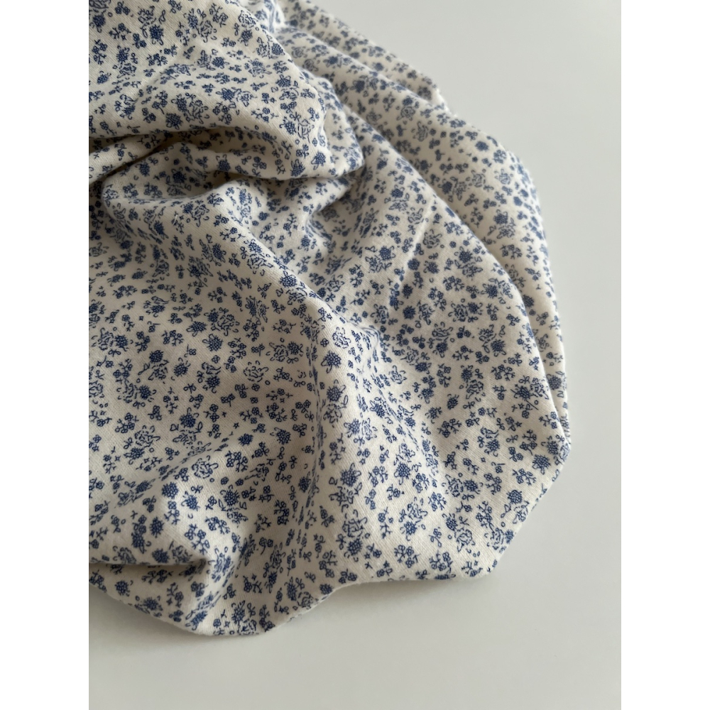 Eden - Coton gratté doux imprimé fleuri bleu Batikou - 9