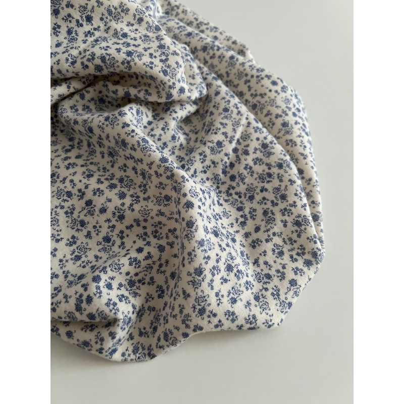 Eden - Coton gratté doux imprimé fleuri bleu Batikou - 9