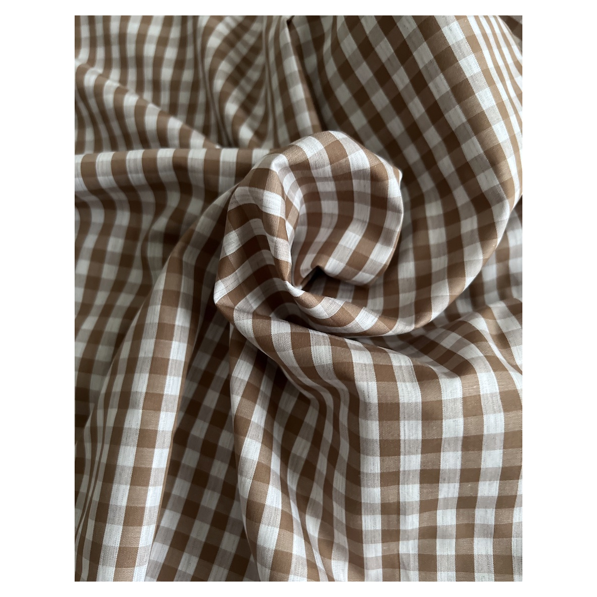 Coton vichy carreaux camel et blanc 6mm Tissus issus de l'agriculture biologique  - 5