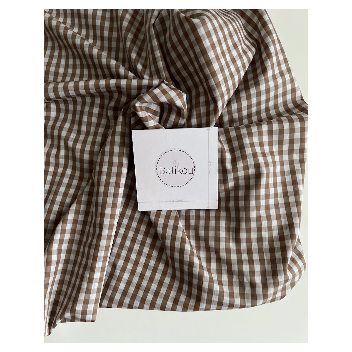 Coton vichy carreaux camel et blanc 6mm Tissus issus de l'agriculture biologique  - 4