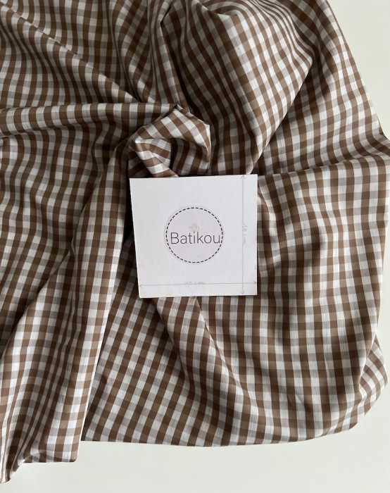 Coton vichy carreaux camel et blanc 6mm Tissus issus de l'agriculture biologique  - 4