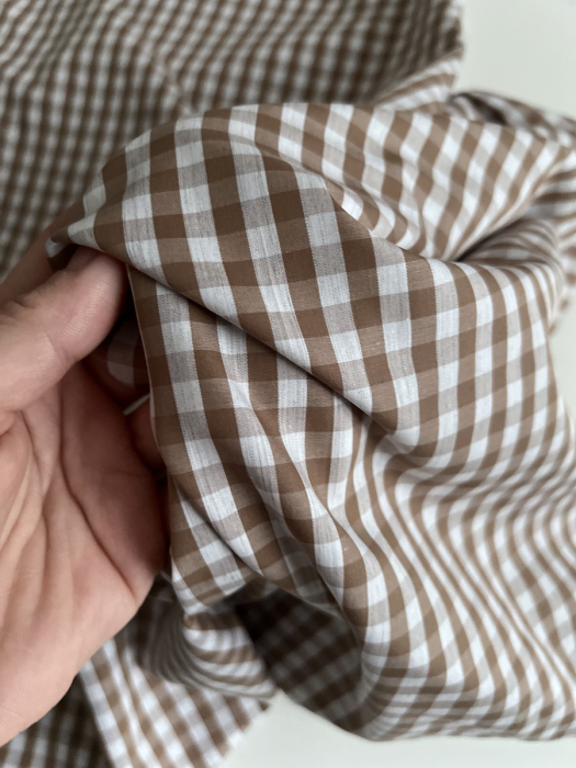 Coton vichy carreaux camel et blanc 6mm Tissus issus de l'agriculture biologique  - 2