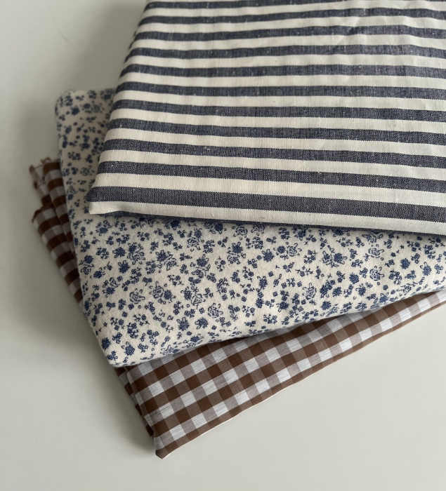 Coton vichy carreaux camel et blanc 6mm Tissus issus de l'agriculture biologique  - 3