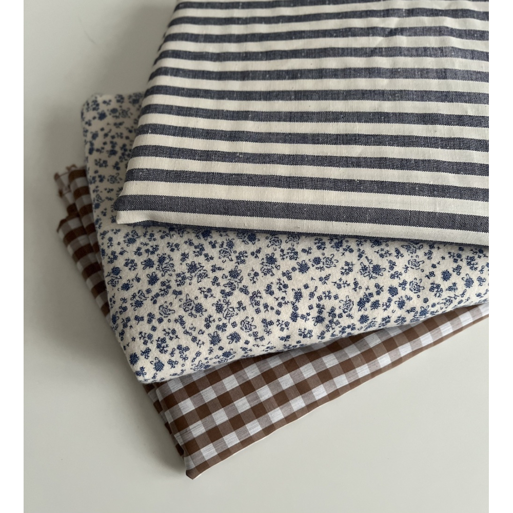 Coton vichy carreaux camel et blanc 6mm Tissus issus de l'agriculture biologique  - 3