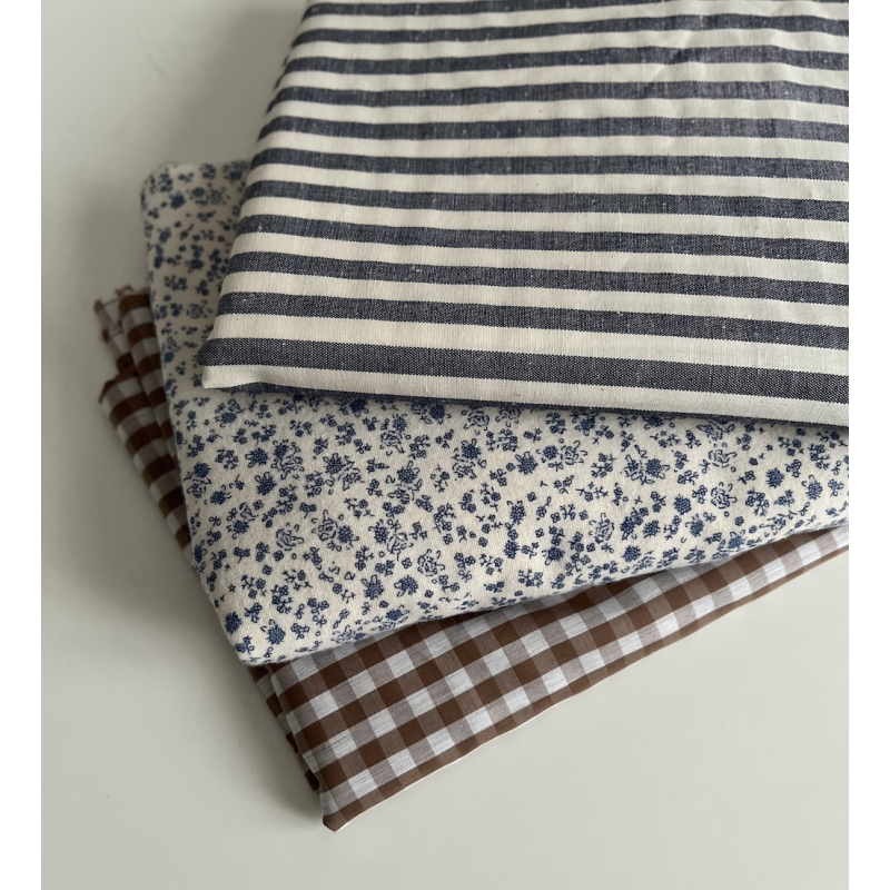 Coton vichy carreaux camel et blanc 6mm Tissus issus de l'agriculture biologique  - 3