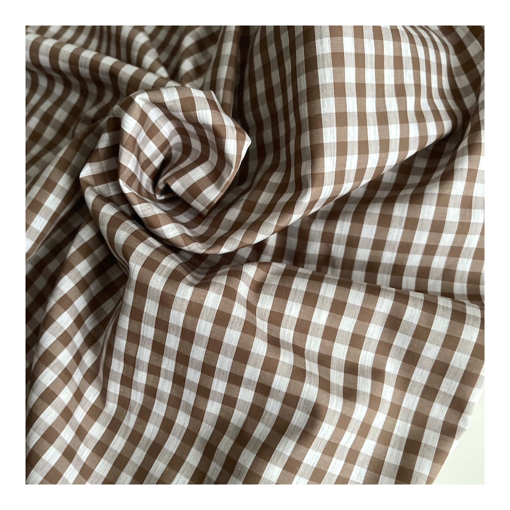 Coton vichy carreaux camel et blanc 6mm Tissus issus de l'agriculture biologique  - 7