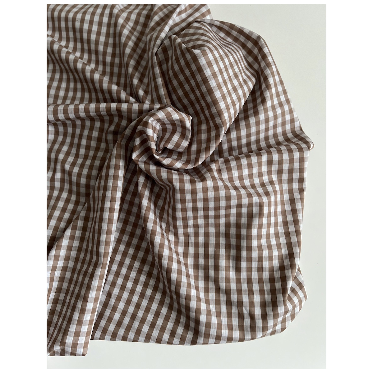 Coton vichy carreaux camel et blanc 6mm Tissus issus de l'agriculture biologique  - 8