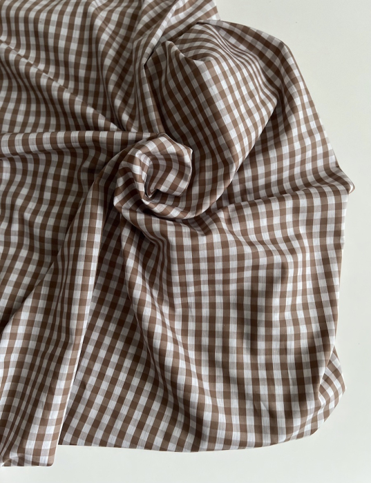 Coton vichy carreaux camel et blanc 6mm Tissus issus de l'agriculture biologique  - 8