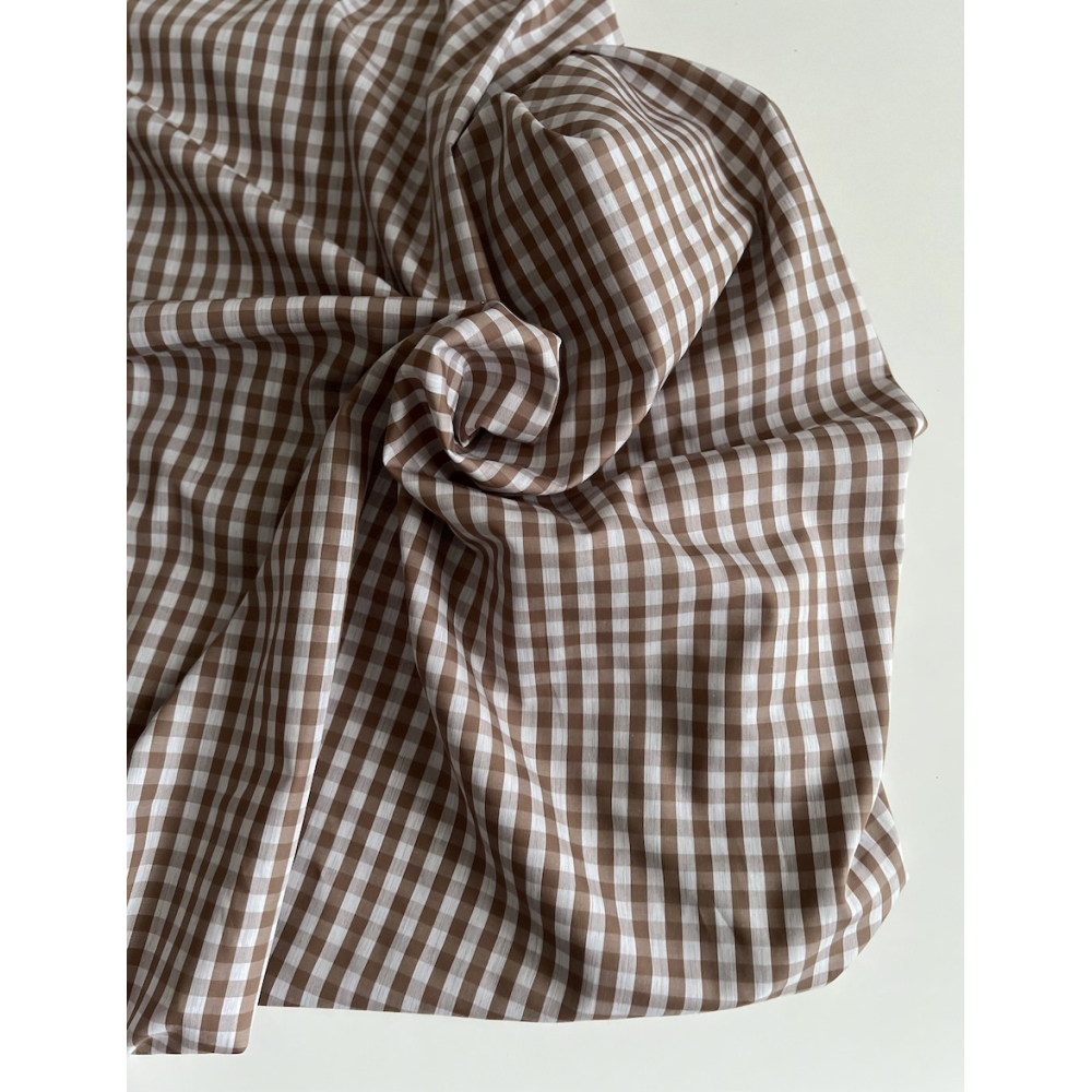 Coton vichy carreaux camel et blanc 6mm Tissus issus de l'agriculture biologique  - 8