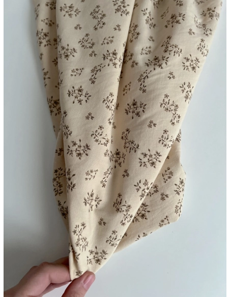 Alix - Tissu sergé de coton imprimé vintage fleuri fond crème Batikou - 8