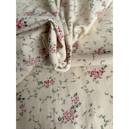 Sophie - Tissu sergé de coton imprimé vintage fleuri fond crème Batikou - 2 Sophie - Tissu sergé de coton imprimé vintage fleuri fond crème Batikou - 2