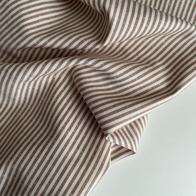 Coton chiné aspect brut rayures moyennes 2mm coloris caramel au beurre salé Batikou - 1