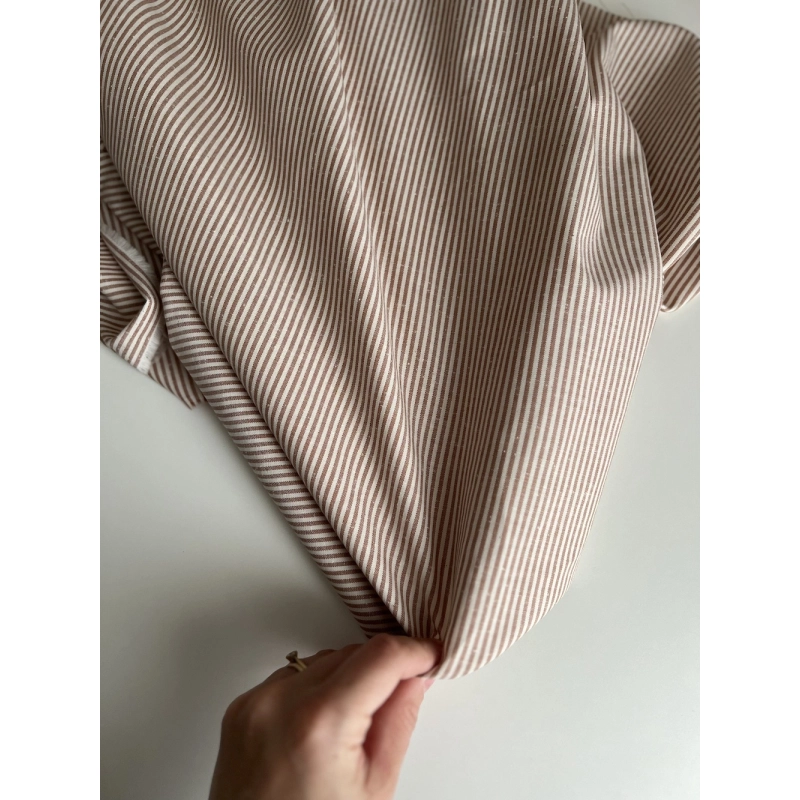 Coton chiné aspect brut rayures moyennes 2mm coloris caramel au beurre salé Batikou - 3