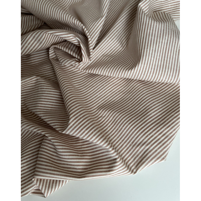 Coton chiné aspect brut rayures moyennes 2mm coloris caramel au beurre salé Batikou - 4