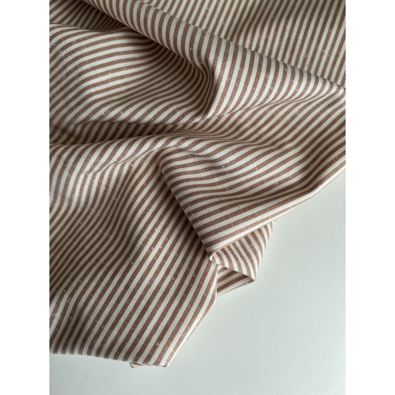 Coton chiné aspect brut rayures moyennes 2mm coloris caramel au beurre salé Batikou - 5