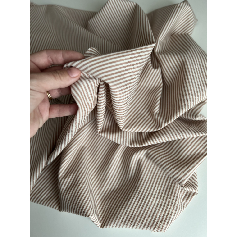 Coton chiné aspect brut rayures moyennes 2mm coloris caramel au beurre salé Batikou - 8