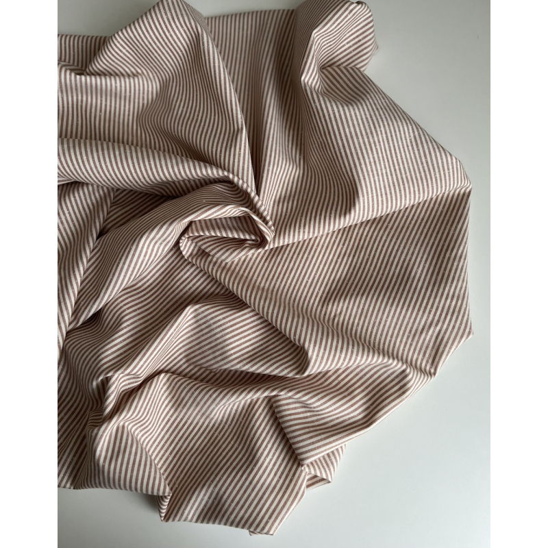 Coton chiné aspect brut rayures moyennes 2mm coloris caramel au beurre salé Batikou - 9