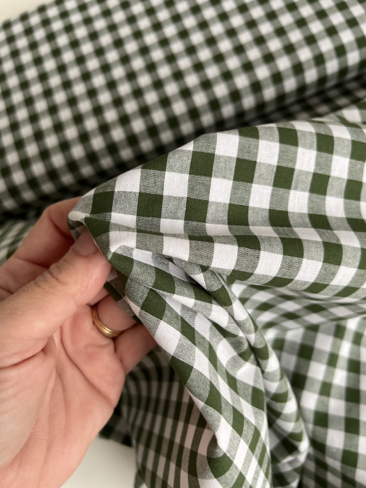 Coton vichy carreaux 10mm vert sapin Qualité Oeko-tex - 3