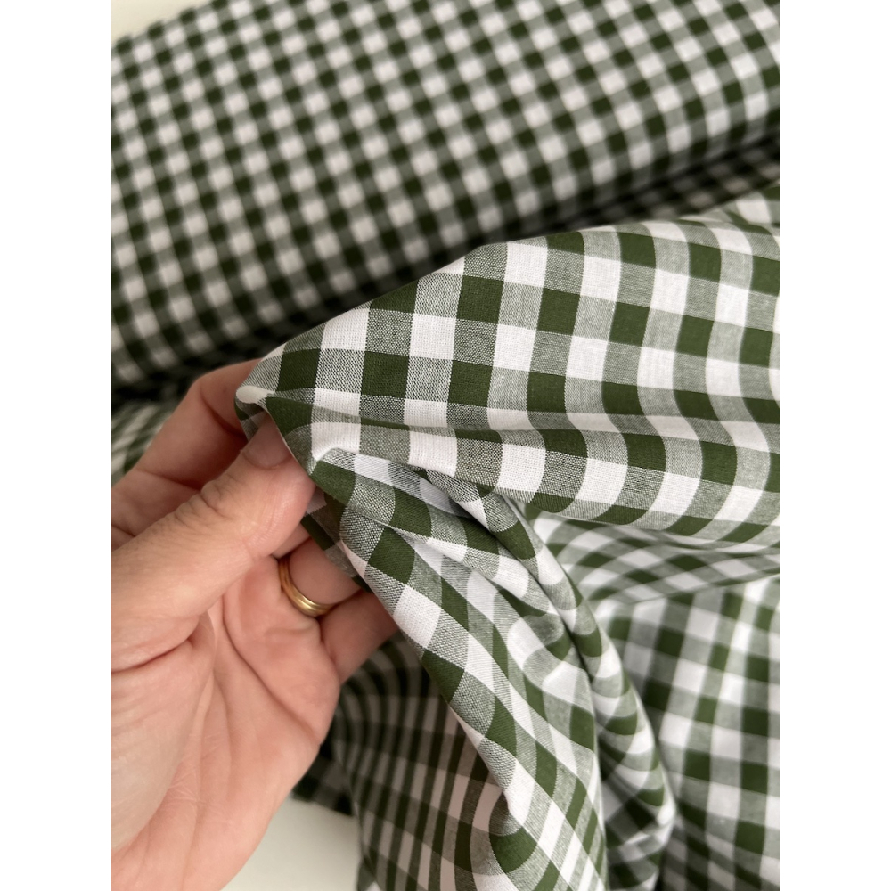 Coton vichy carreaux 10mm vert sapin Qualité Oeko-tex - 3