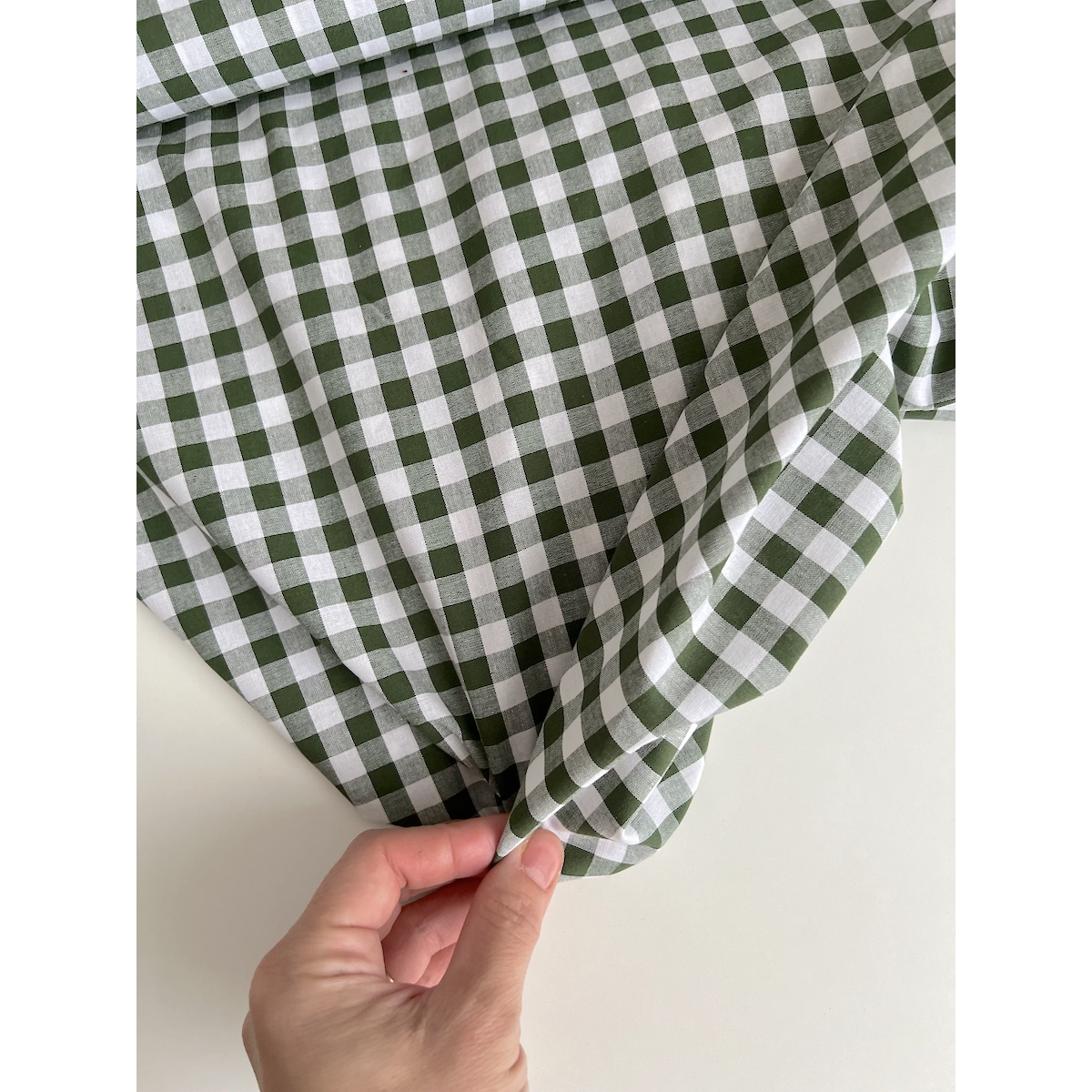 Coton vichy carreaux 10mm vert sapin Qualité Oeko-tex - 4