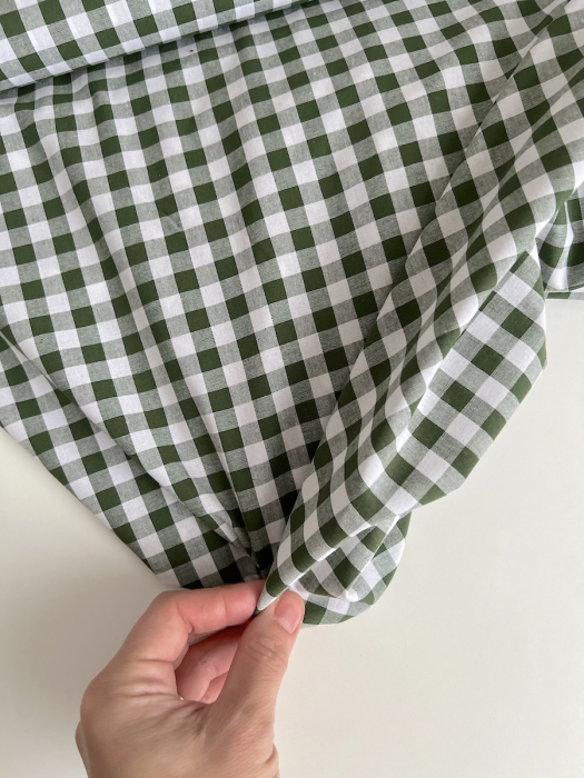 Coton vichy carreaux 10mm vert sapin Qualité Oeko-tex - 4