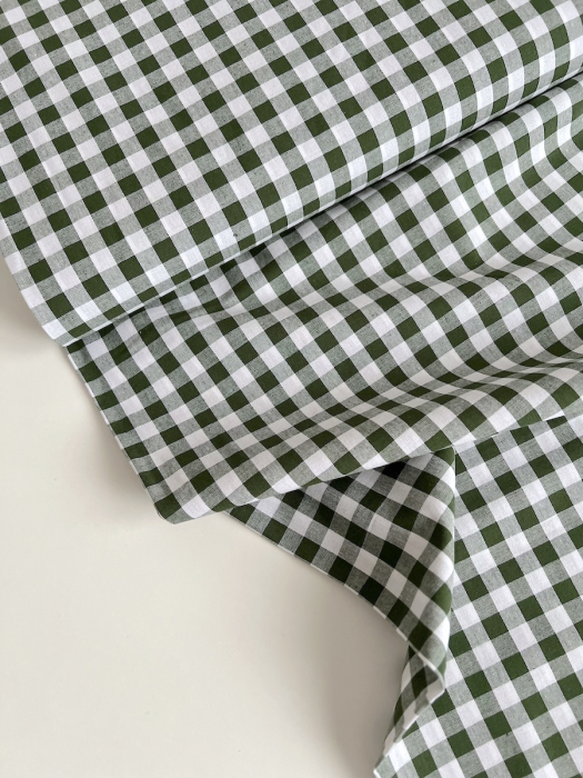 Coton vichy carreaux 10mm vert sapin Qualité Oeko-tex - 5