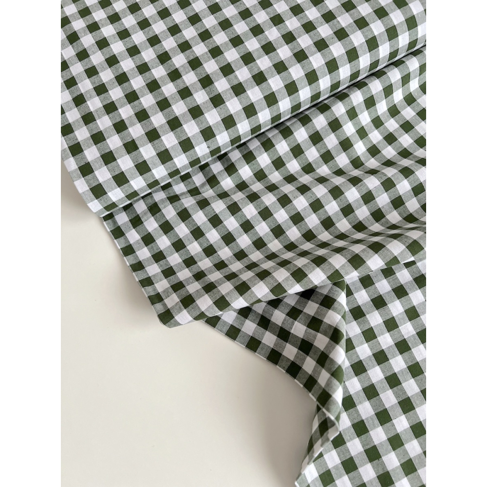 Coton vichy carreaux 10mm vert sapin Qualité Oeko-tex - 5