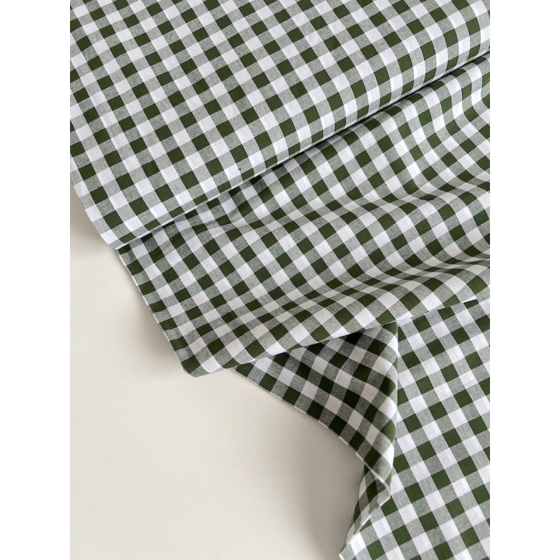 Coton vichy carreaux 10mm vert sapin Qualité Oeko-tex - 5