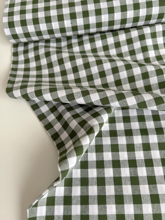 Coton vichy carreaux 10mm vert sapin Qualité Oeko-tex - 6