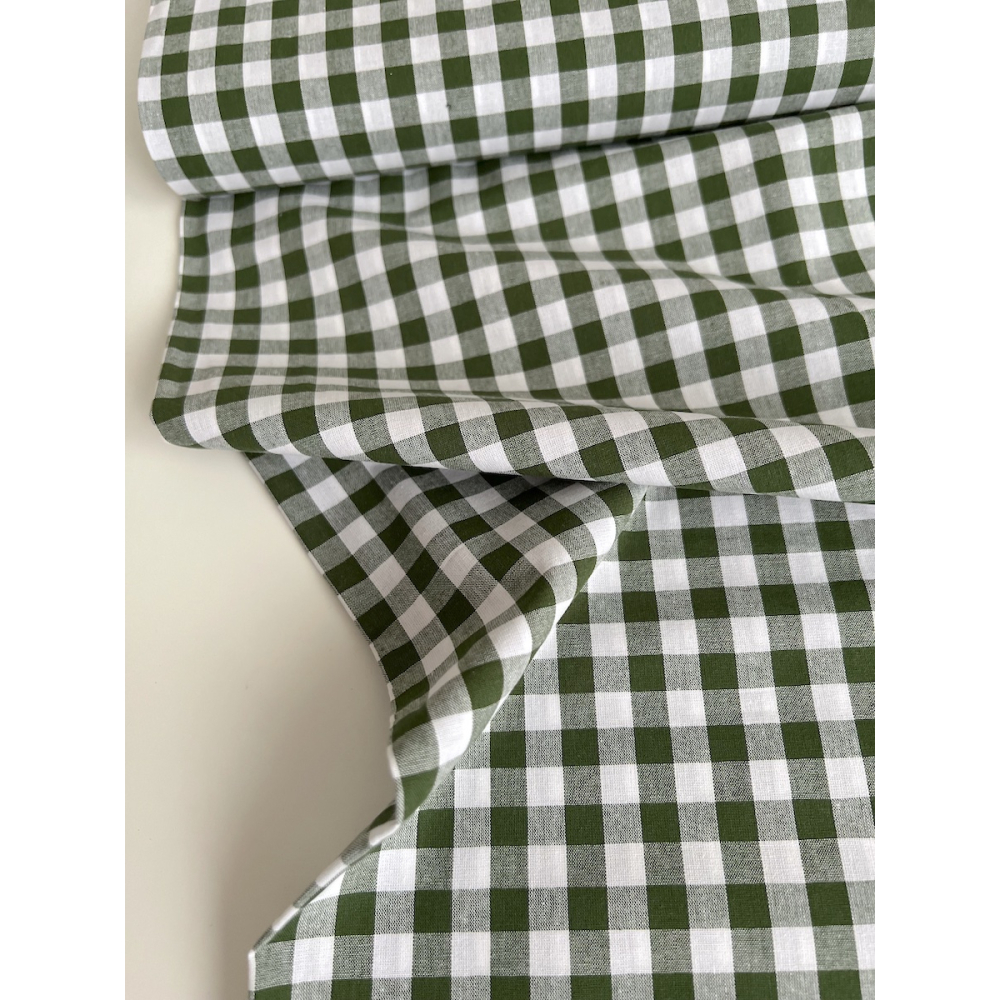 Coton vichy carreaux 10mm vert sapin Qualité Oeko-tex - 6