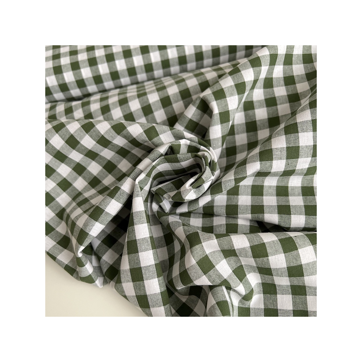 Coton vichy carreaux 10mm vert sapin Qualité Oeko-tex - 7
