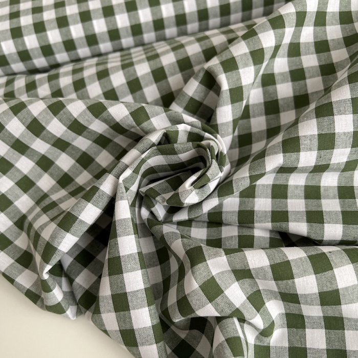 Coton vichy carreaux 10mm vert sapin Qualité Oeko-tex - 7