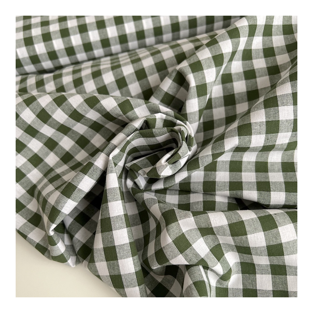 Coton vichy carreaux 10mm vert sapin Qualité Oeko-tex - 7