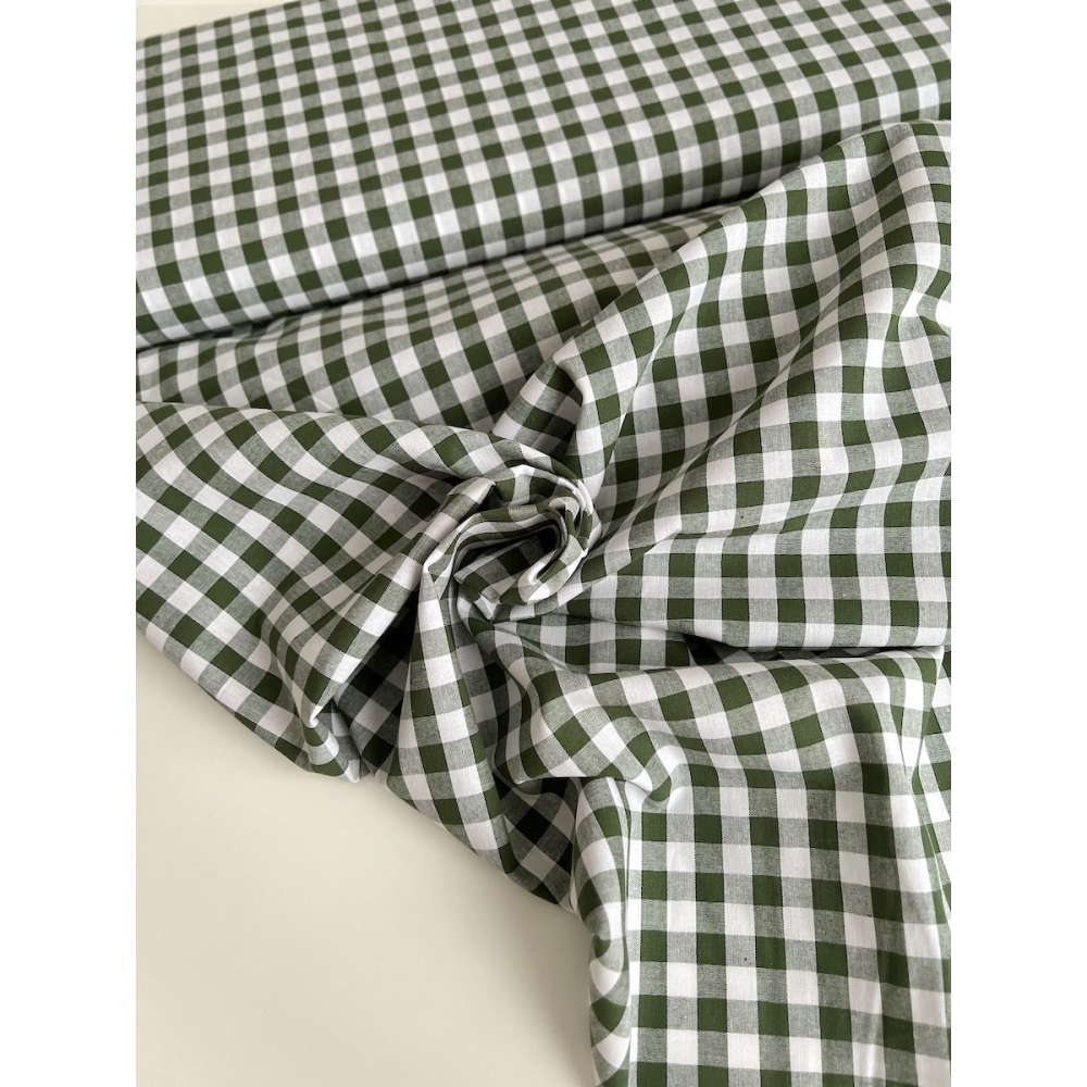 Coton vichy carreaux 10mm vert sapin Qualité Oeko-tex - 8
