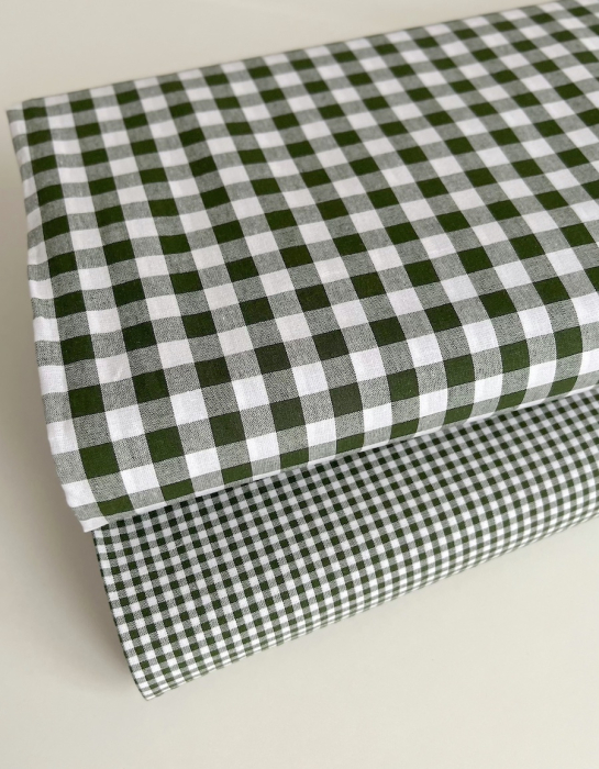 Coton vichy carreaux 10mm vert sapin Qualité Oeko-tex - 9