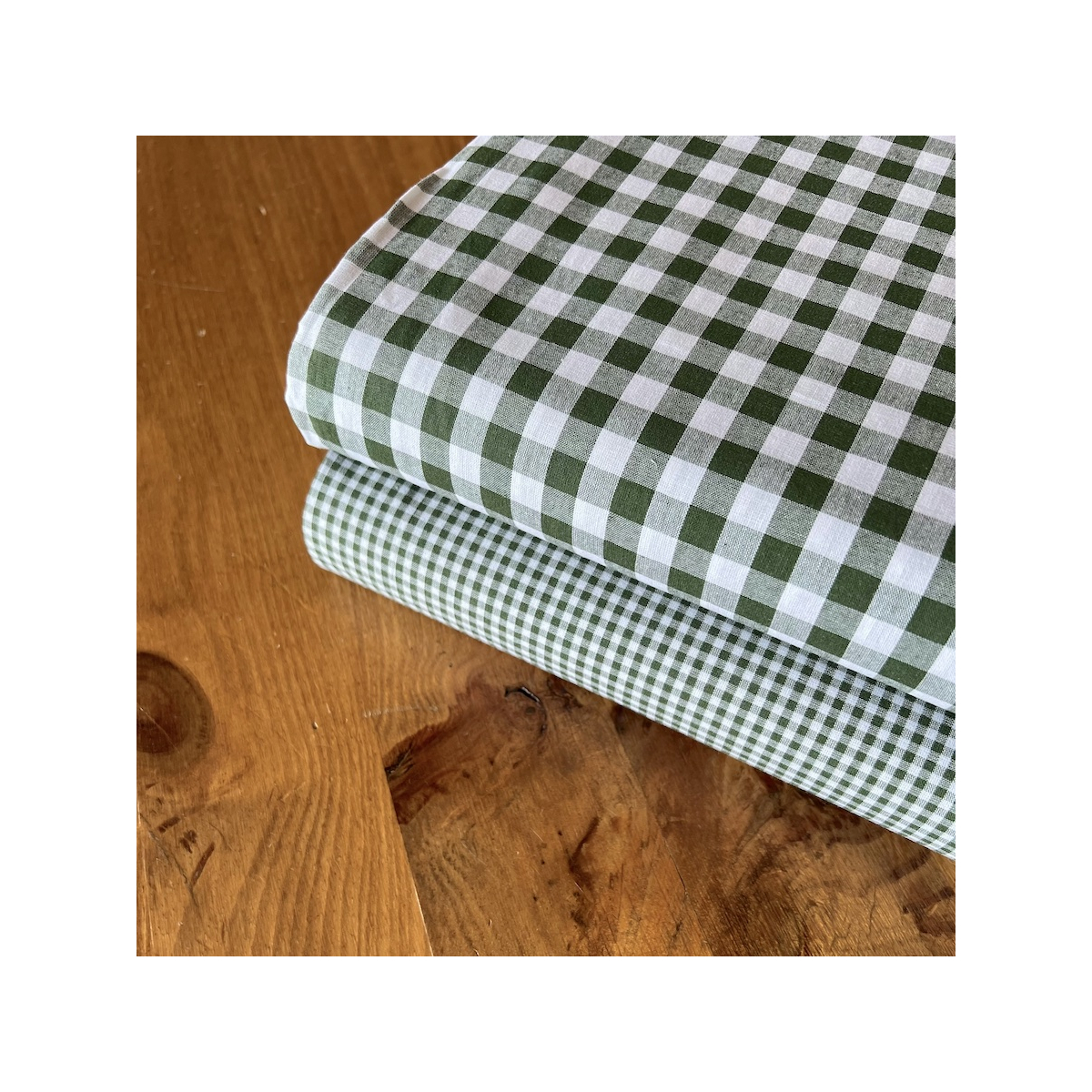 Coton vichy carreaux 10mm vert sapin Qualité Oeko-tex - 10