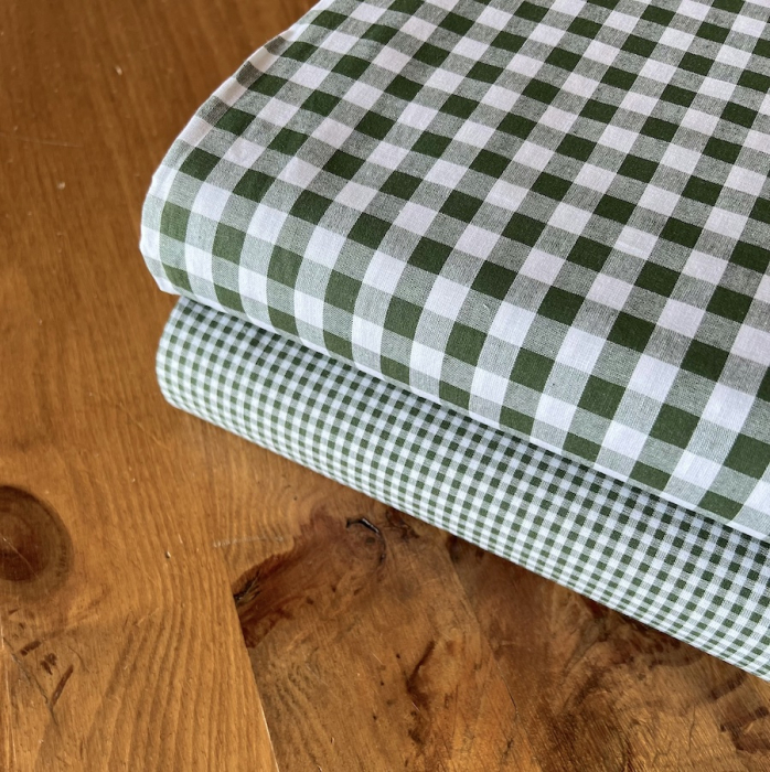 Coton vichy carreaux 10mm vert sapin Qualité Oeko-tex - 10