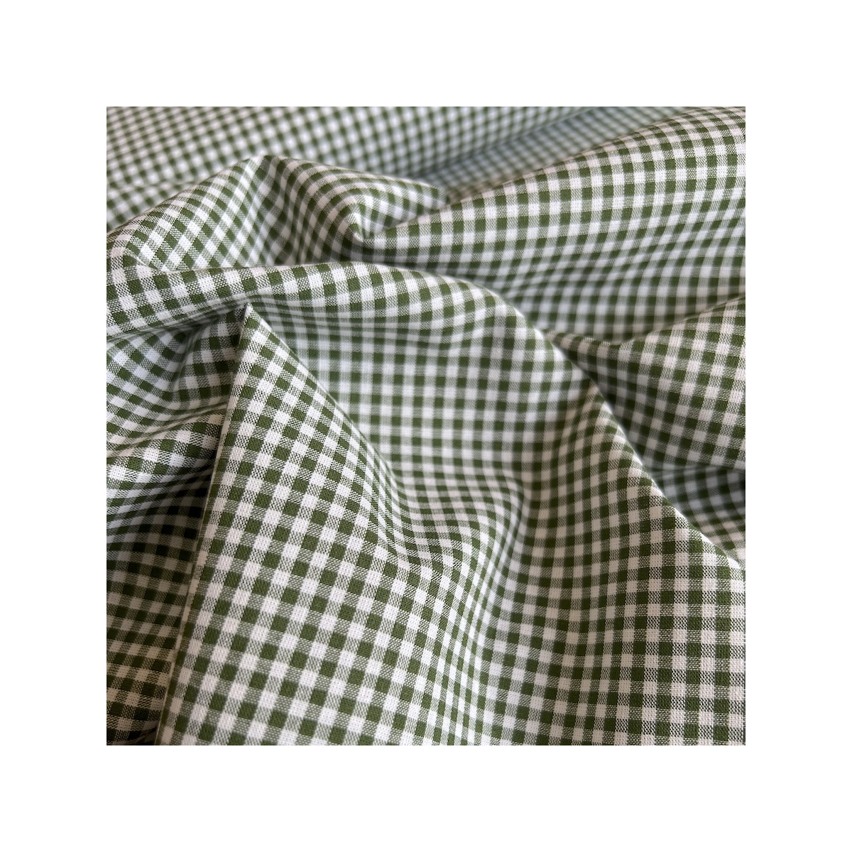 Coton vichy mini carreaux vert sapin et blanc 2.7mm Qualité Oeko-tex - 1
